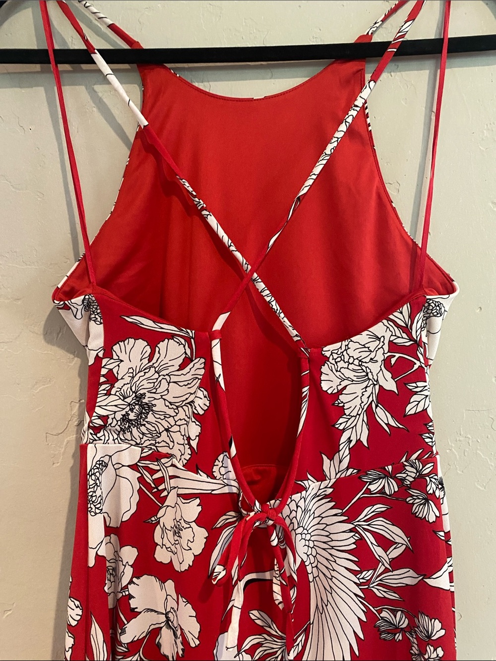 Express Red Floral Halter Maxi Dress with White Print. Sz Small - Picture 5 of 7